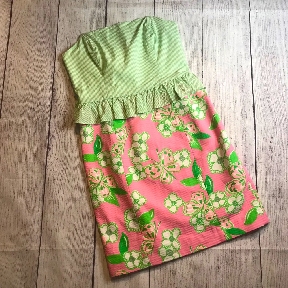 Lilly Pulitzer Lowe Peplum Strapless Dress Size 6